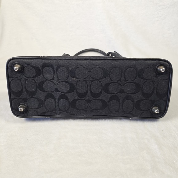 Coach Hampton Signature Jacquard Black Canvas Satchel Hobo Handbag F06366 - Picture 11 of 13